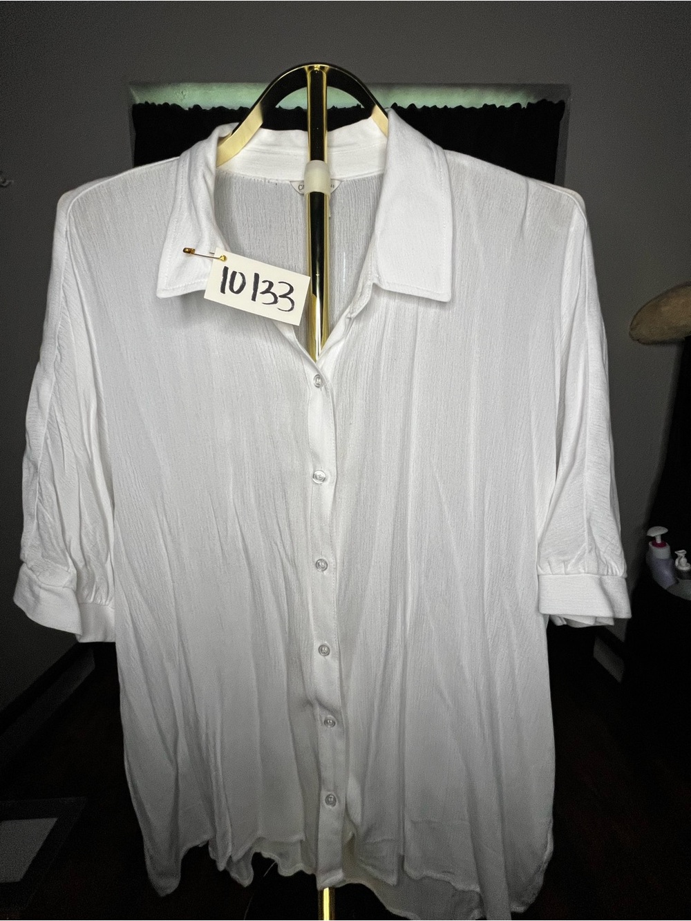 Cato White Button Front Tunic Blouse Size XL